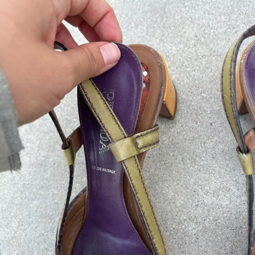 Vintage 2000s PRADA Colorblock Slingback Block Heel 37 - Picture 6 of 6